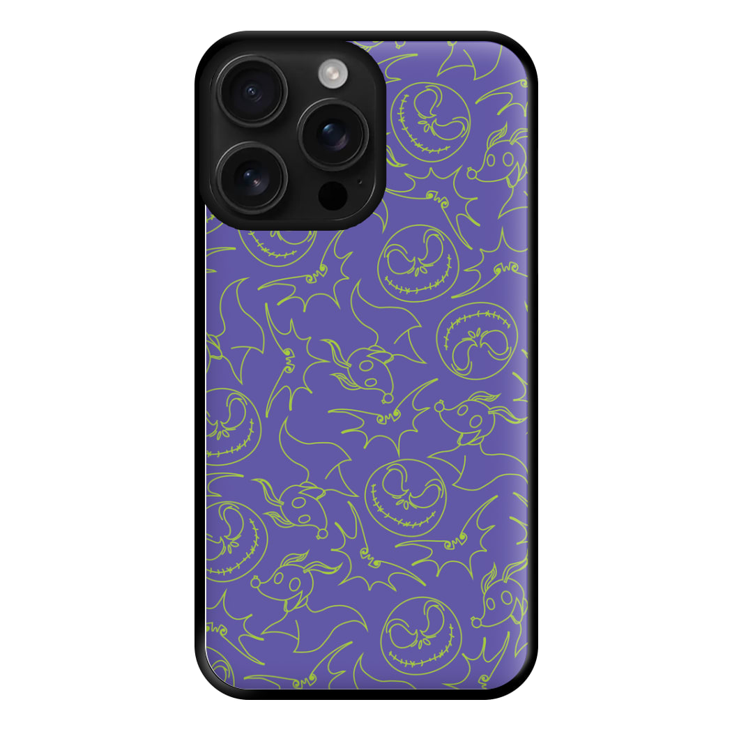 Purple And Green Pattern Phone Case for iPhone 16 Pro Max