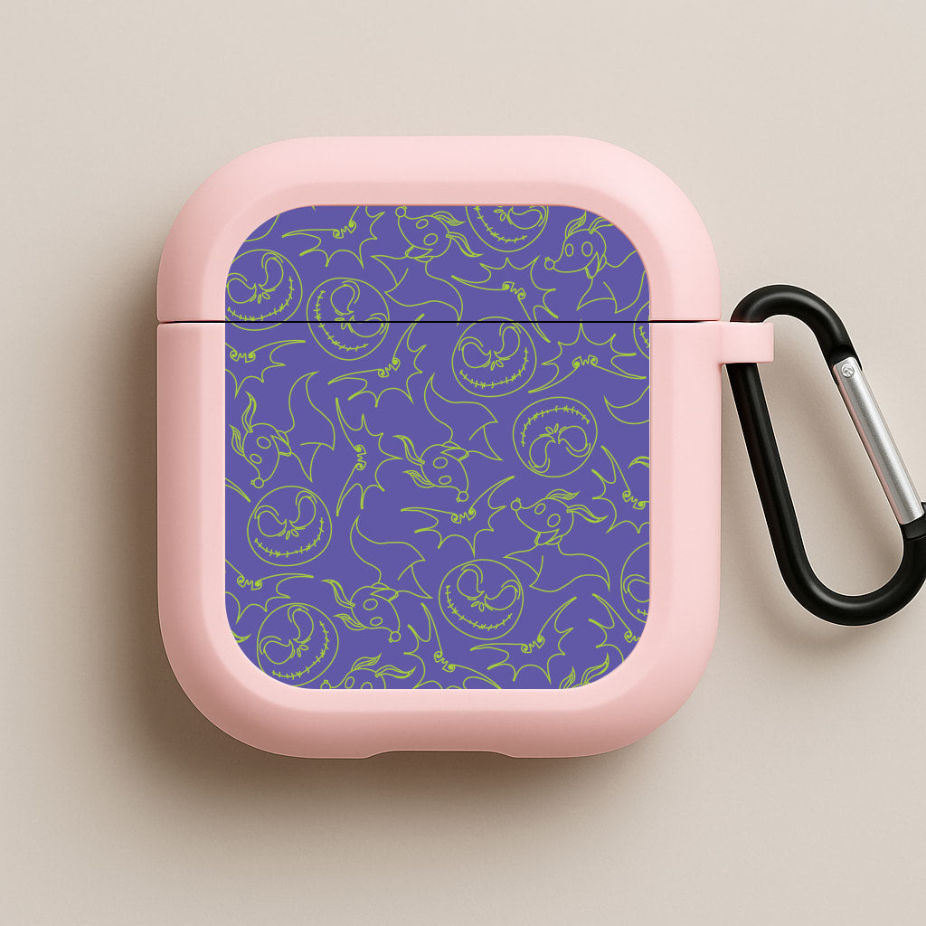 Purple And Green Pattern Pink AirPods Case