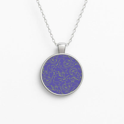 Purple And Green Pattern Circle Necklace
