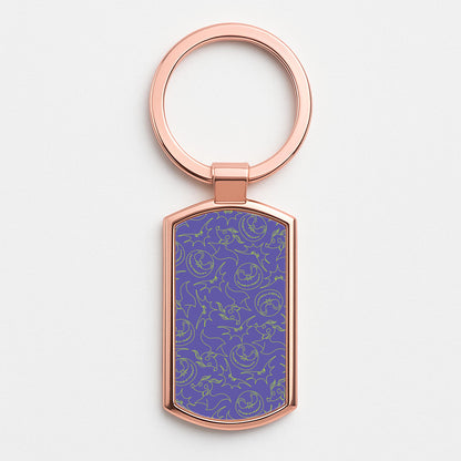 Purple And Green Pattern Rose Gold Keyring