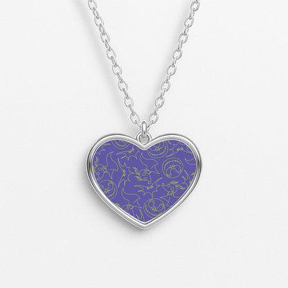Purple And Green Pattern Heart Necklace