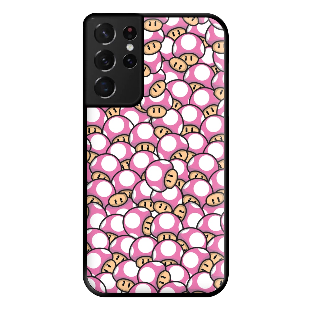 Mushroom Pattern - Pink Phone Case for Galaxy S21 Ultra