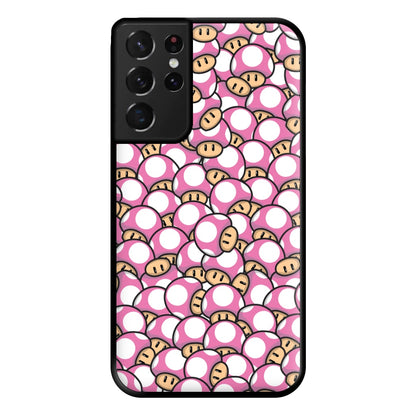 Mushroom Pattern - Pink Phone Case for Galaxy S21 Ultra