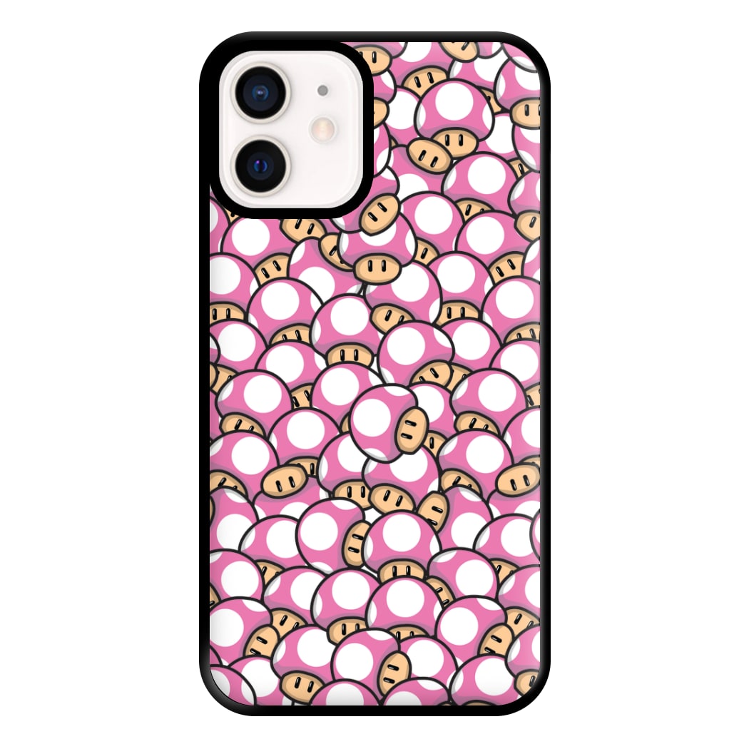 Mushroom Pattern - Pink Phone Case for iPhone 13 Mini