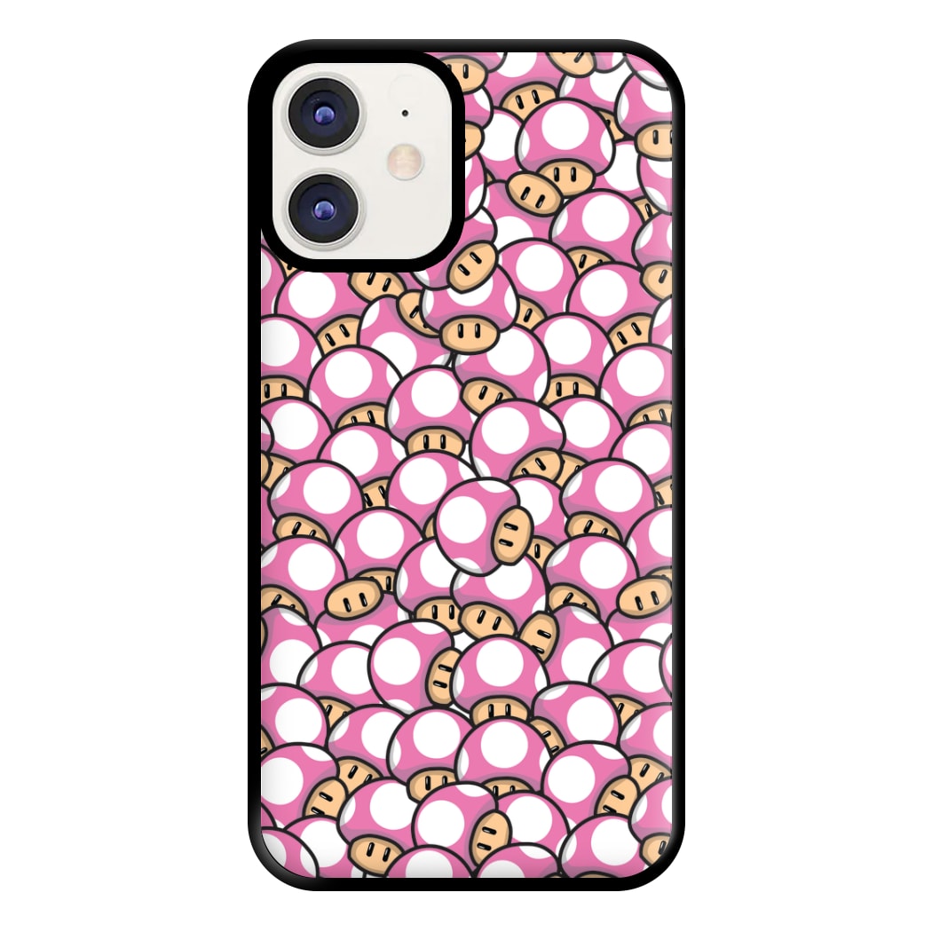 Mushroom Pattern - Pink Phone Case for iPhone 12 / 12 Pro