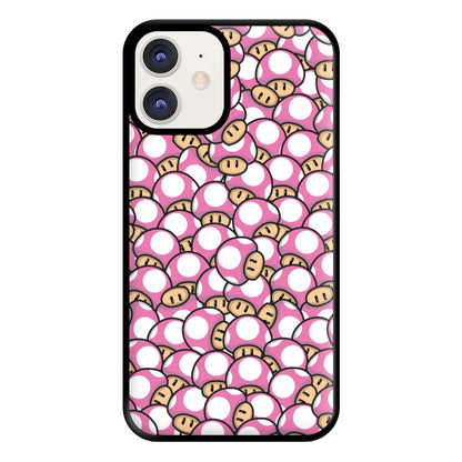 Mushroom Pattern - Pink Phone Case for iPhone 12 / 12 Pro