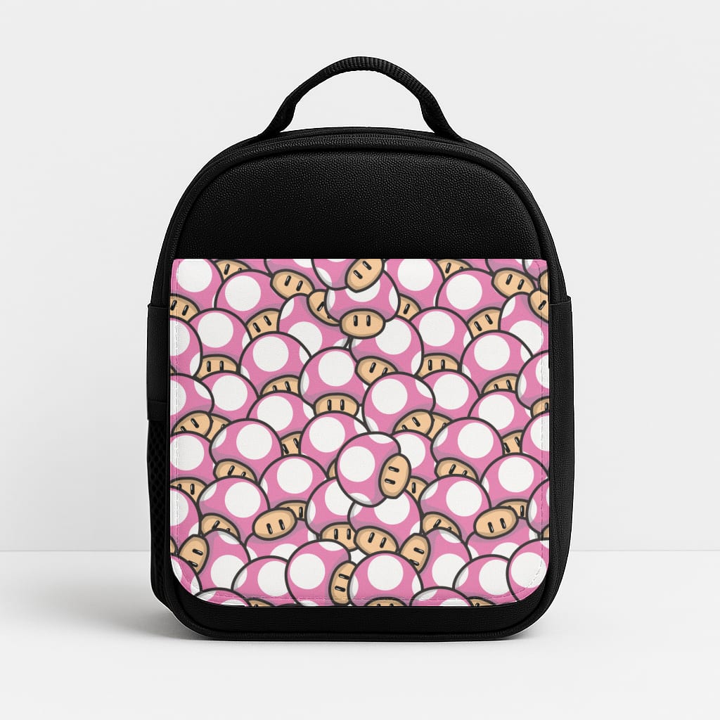 Mushroom Pattern - Pink Insulated Lunchbox