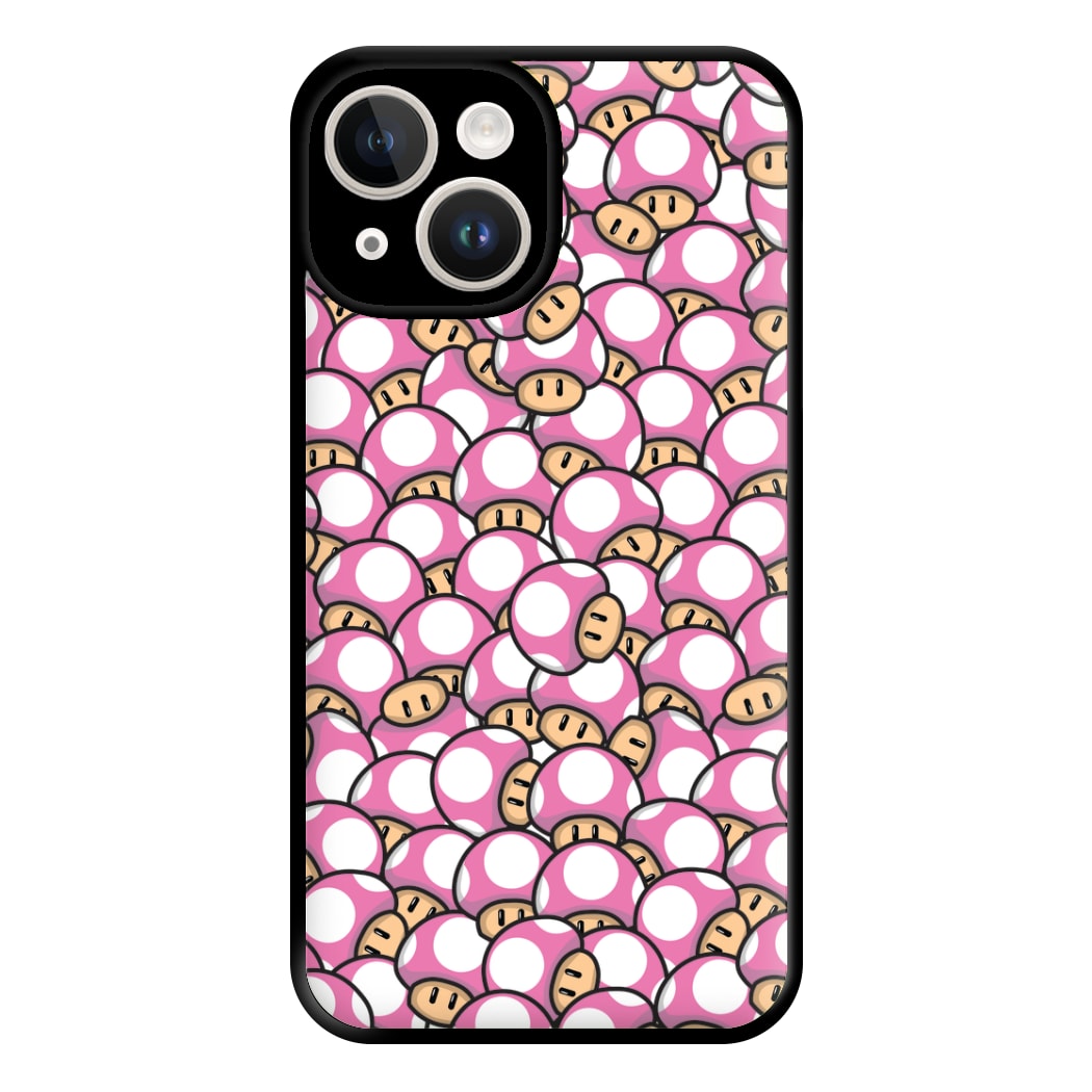 Mushroom Pattern - Pink Phone Case for iPhone 14