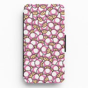 Mushroom Pattern - Pink Flip / Wallet Phone Case 1