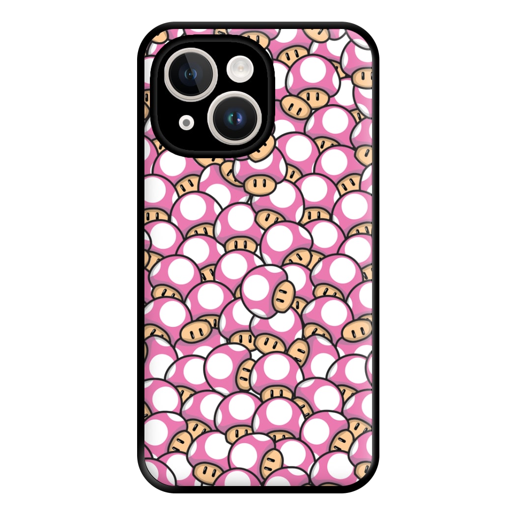 Mushroom Pattern - Pink Phone Case for iPhone 14 Plus