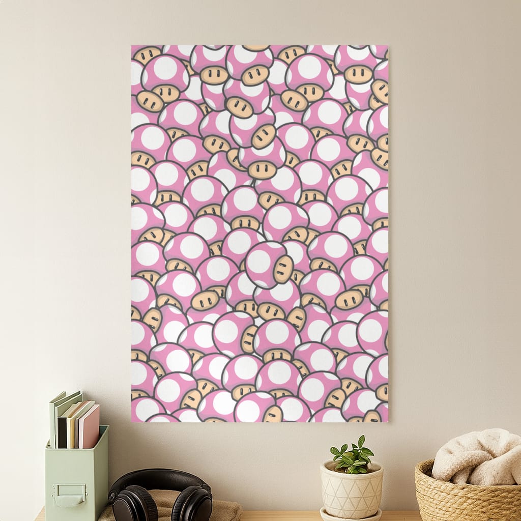 Mushroom Pattern - Pink Poster