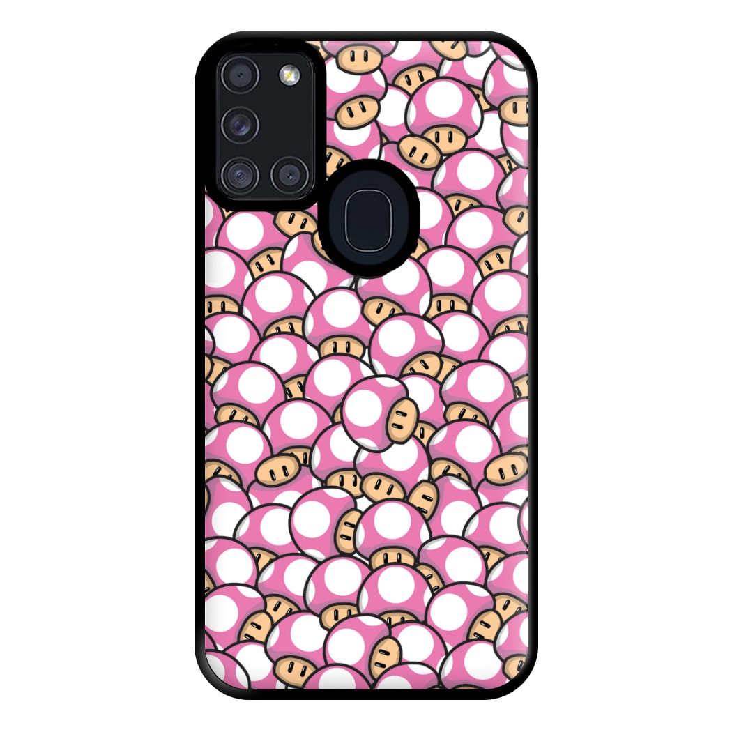 Mushroom Pattern - Pink Phone Case for Galaxy A21s