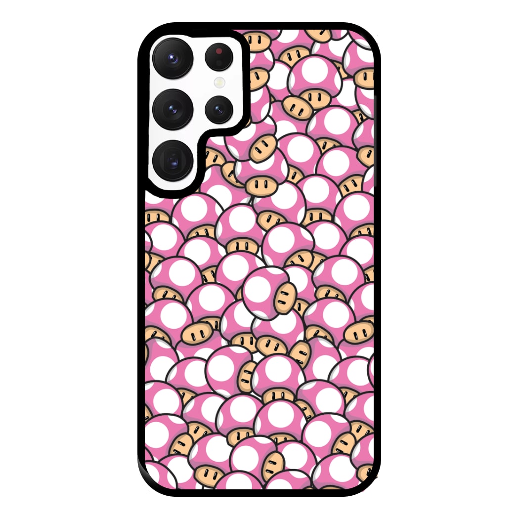 Mushroom Pattern - Pink Phone Case for Galaxy S22 Ultra