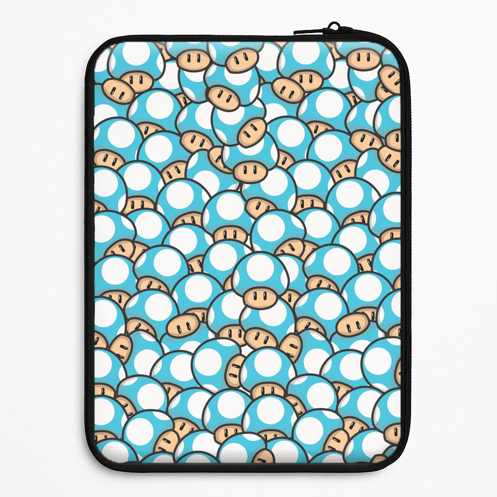 Mushroom Pattern - Light Blue Laptop Sleeve