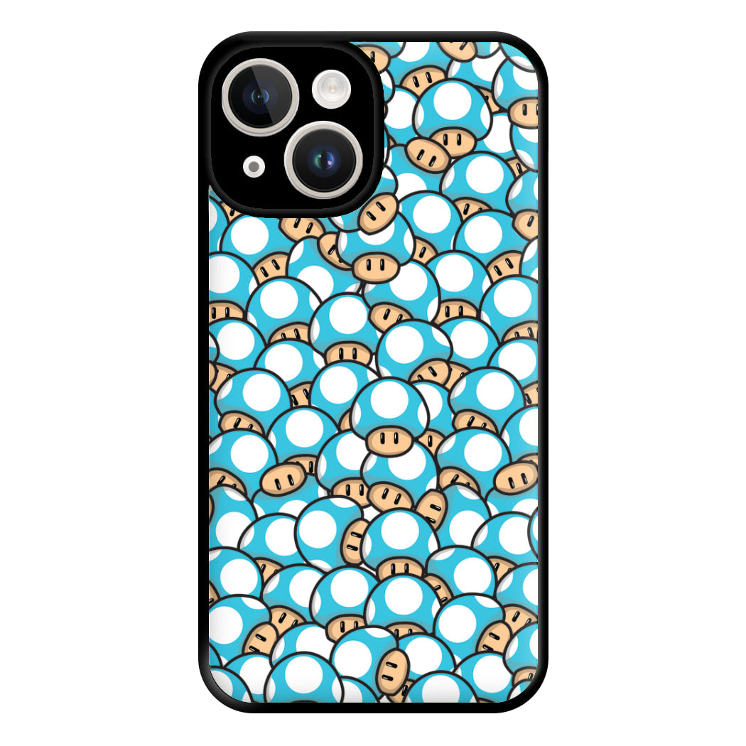 Mushroom Pattern - Light Blue Phone Case for iPhone 14