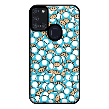 Mushroom Pattern - Light Blue Phone Case for Galaxy A21s