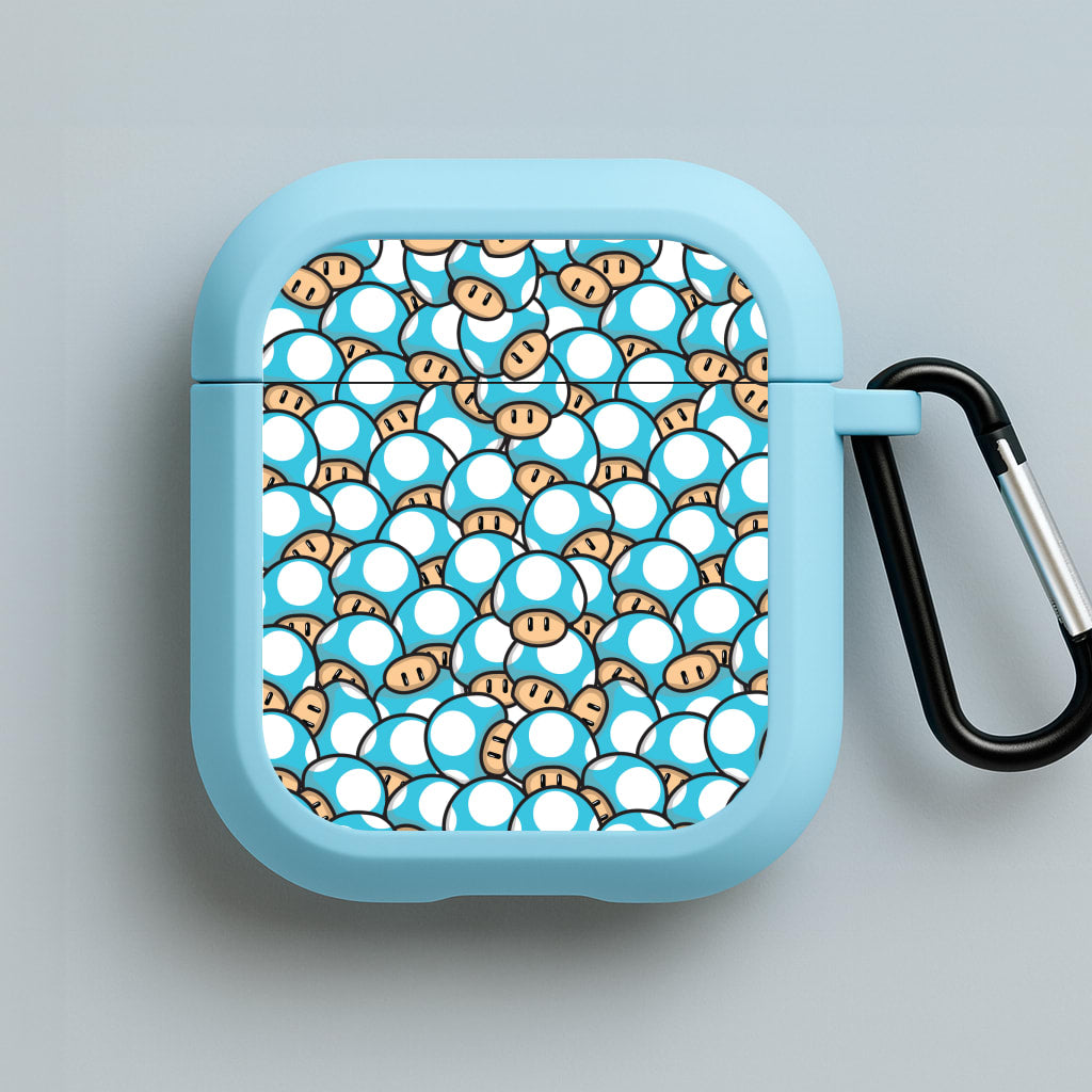 Mushroom Pattern - Light Blue Blue AirPods Case