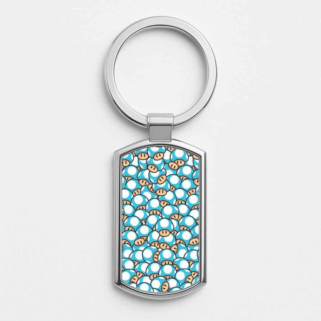 Mushroom Pattern - Light Blue Luxury Keyring