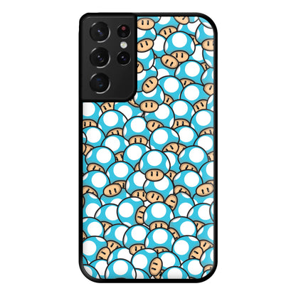 Mushroom Pattern - Light Blue Phone Case for Galaxy S21 Ultra