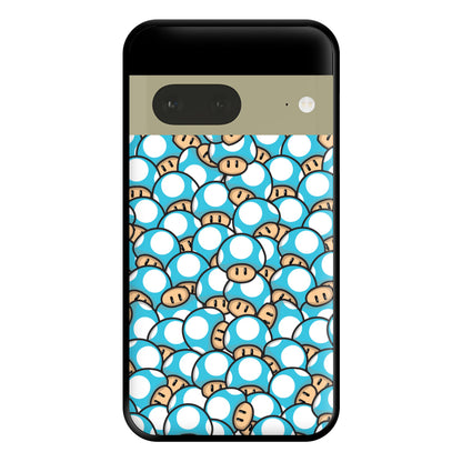 Mushroom Pattern - Light Blue Phone Case for Google Pixel 7a