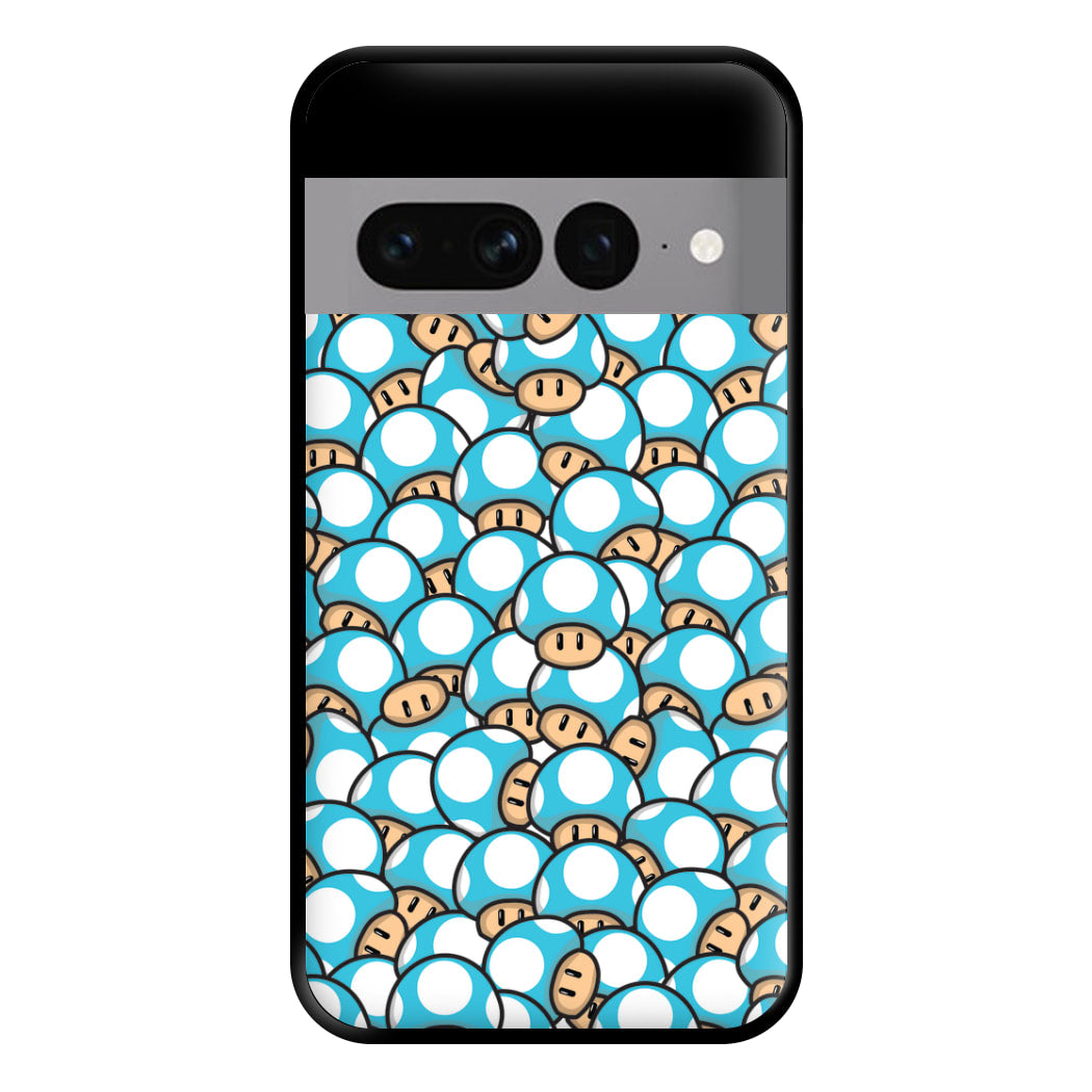 Mushroom Pattern - Light Blue Phone Case for Google Pixel 7 Pro