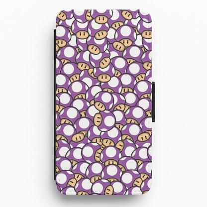Mushroom Pattern - Purple Flip / Wallet Phone Case