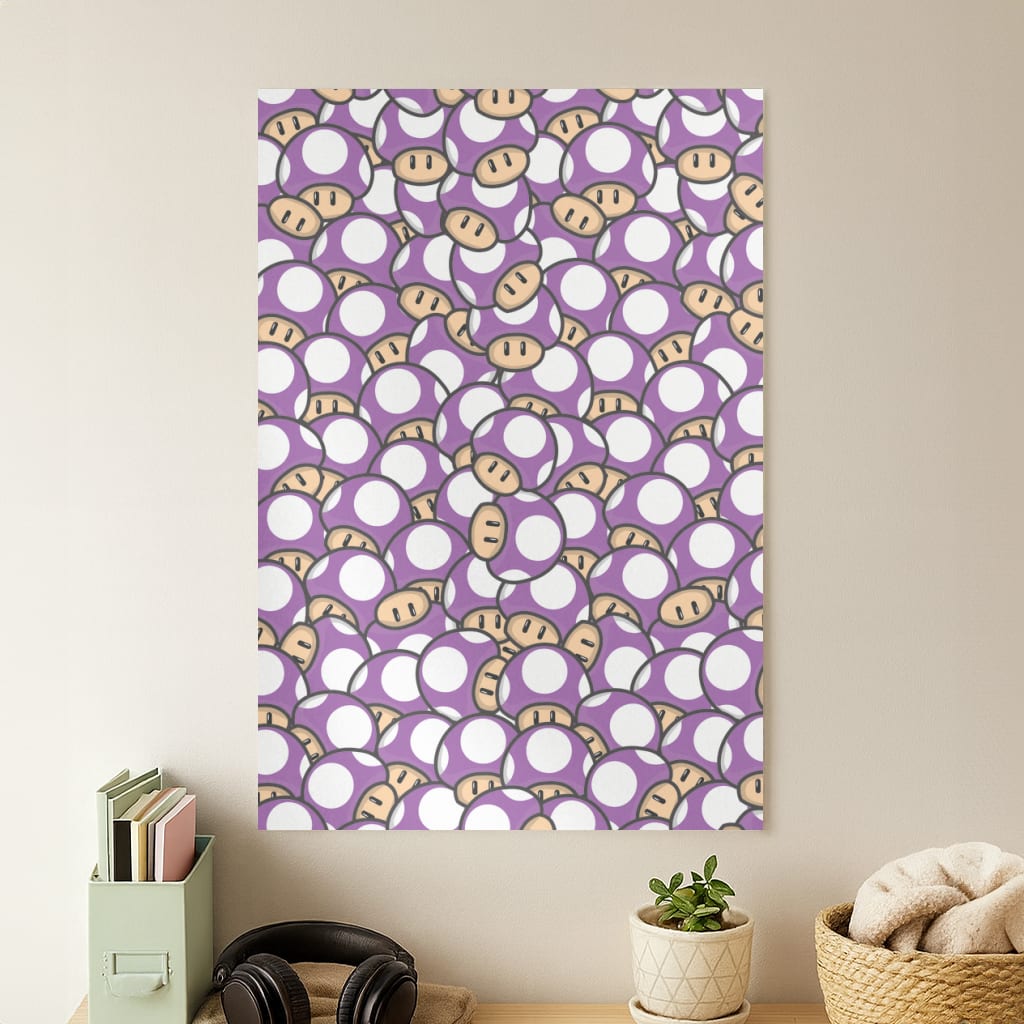 Mushroom Pattern - Purple Poster