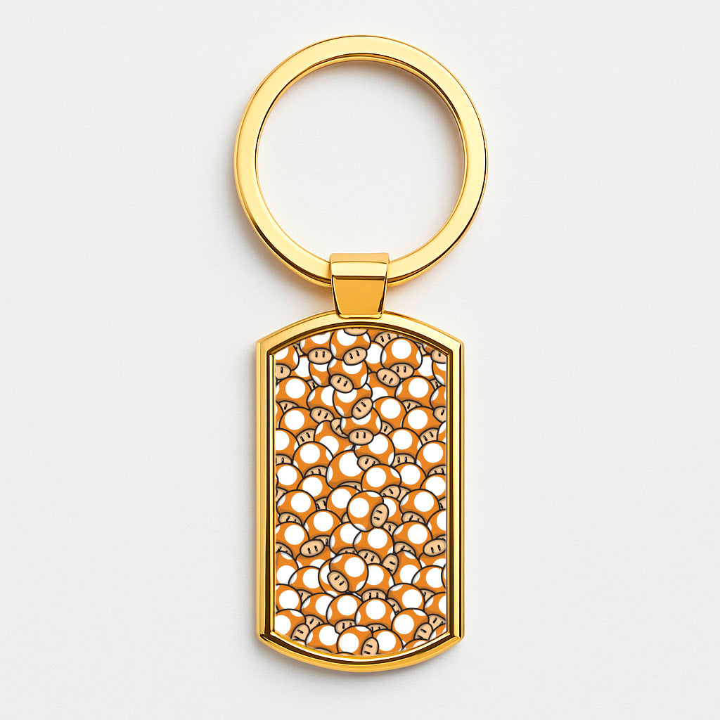 Mushroom Pattern - Orange Luxury Keyring