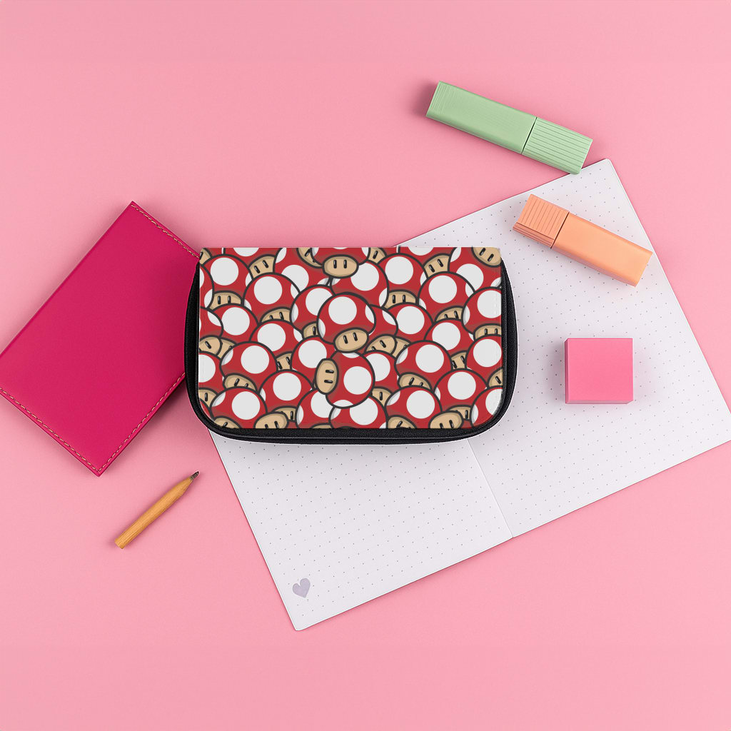 Mushroom Pattern - Red Pencil Case