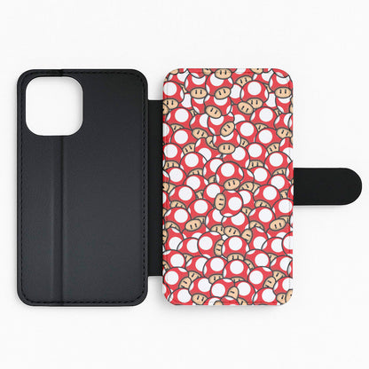 Mushroom Pattern - Red Flip / Wallet Phone Case