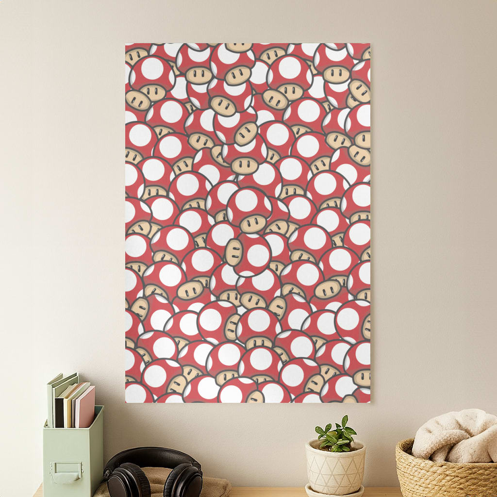 Mushroom Pattern - Red Poster