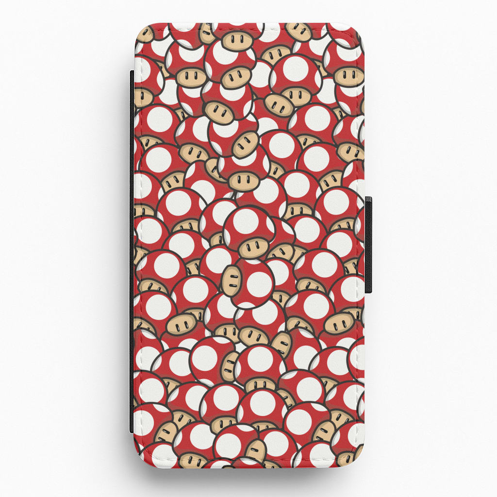 Mushroom Pattern - Red Flip / Wallet Phone Case