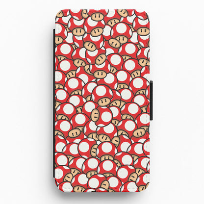 Mushroom Pattern - Red Flip / Wallet Phone Case