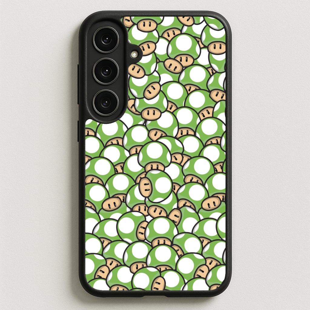 Mushroom Pattern - Green Phone Case for Galaxy S25FE