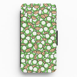 Mushroom Pattern - Green Flip / Wallet Phone Case