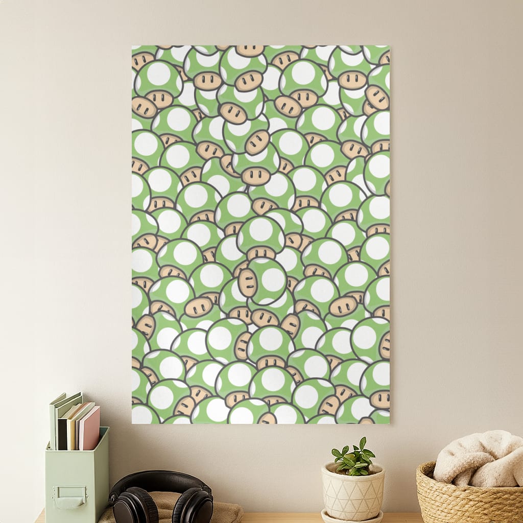 Mushroom Pattern - Green Poster