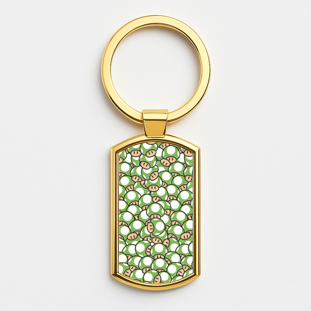 Mushroom Pattern - Green Luxury Keyring