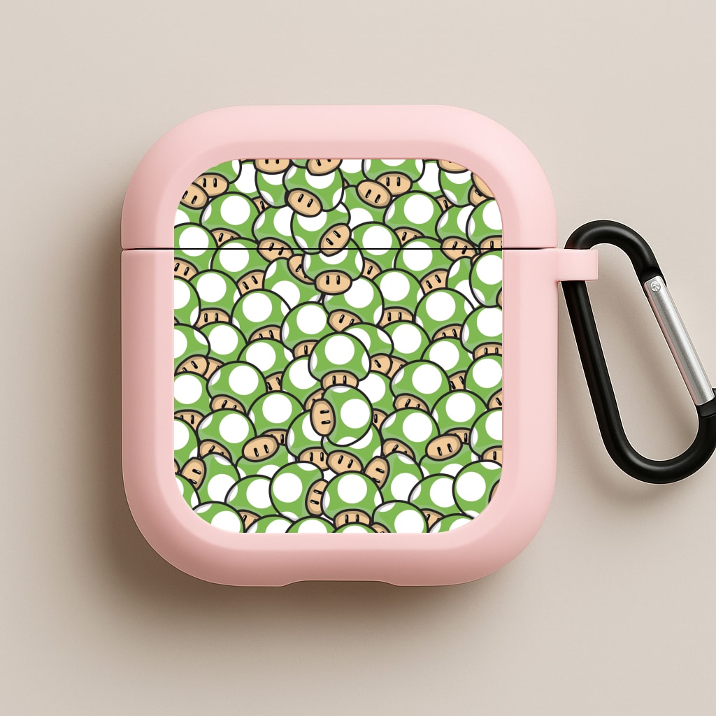 Mushroom Pattern - Green Pink AirPods Case