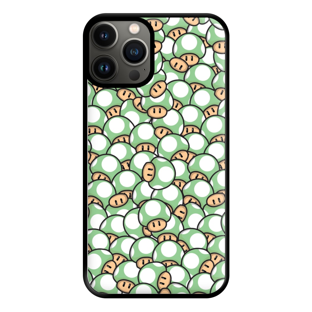 Mushroom Pattern - Light Green Phone Case for iPhone 13 Pro Max