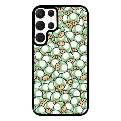 Mushroom Pattern - Light Green Phone Case for Galaxy S22 Ultra