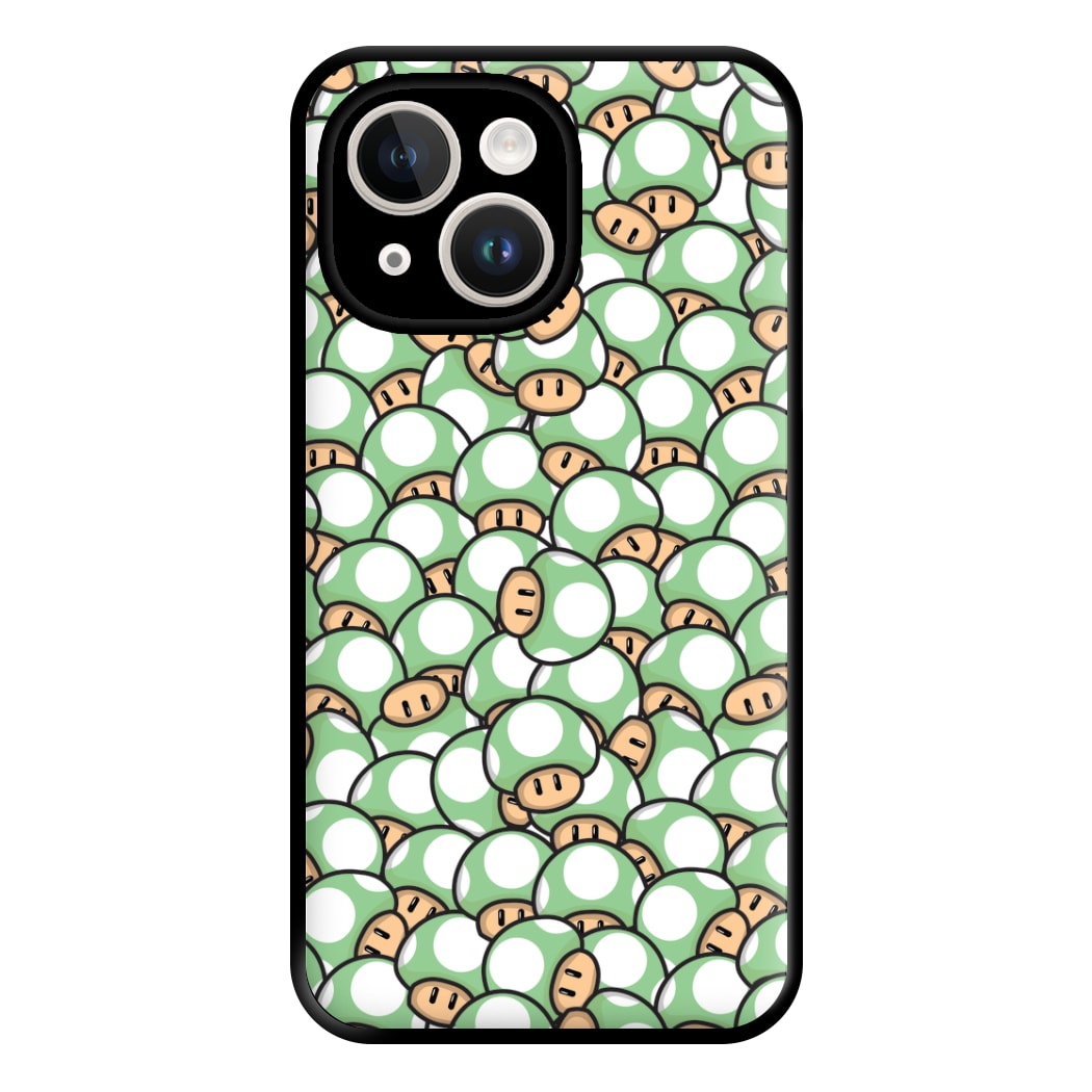 Mushroom Pattern - Light Green Phone Case for iPhone 14 Plus