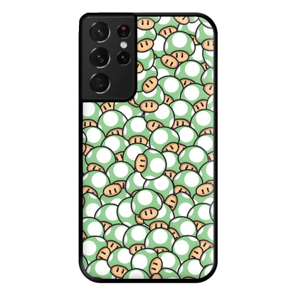 Mushroom Pattern - Light Green Phone Case for Galaxy S21 Ultra