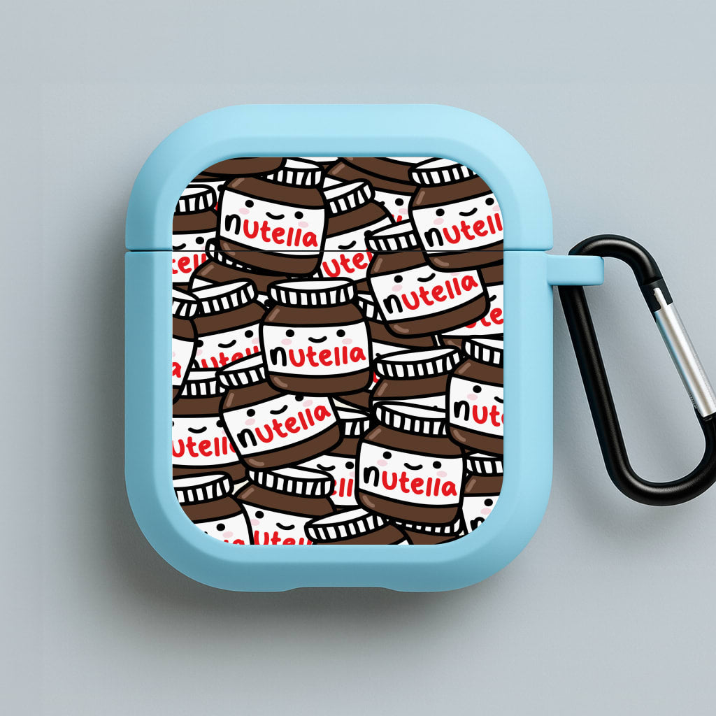 Cute Nutella Pattern Blue AirPods Case
