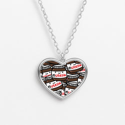 Cute Nutella Pattern Heart Necklace