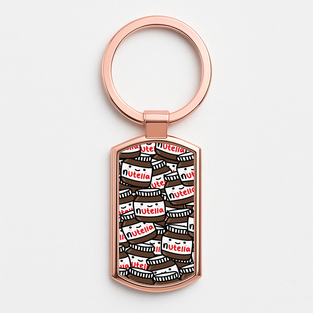 Cute Nutella Pattern Rose Gold Keyring
