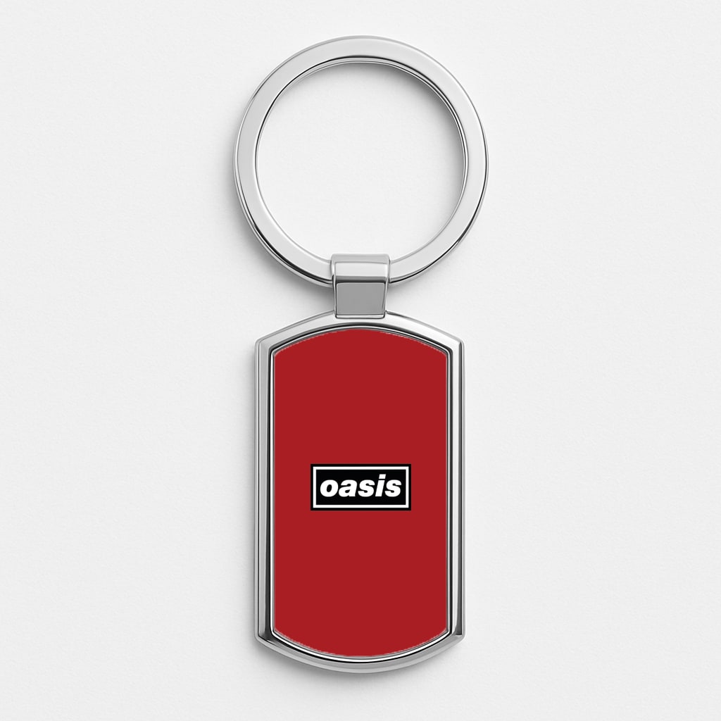 Band Name Red Silver Keyring
