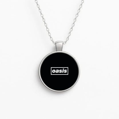 Band Name Black Circle Necklace