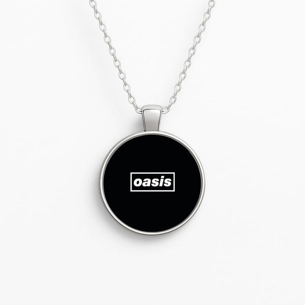 Band Name Black Circle Necklace