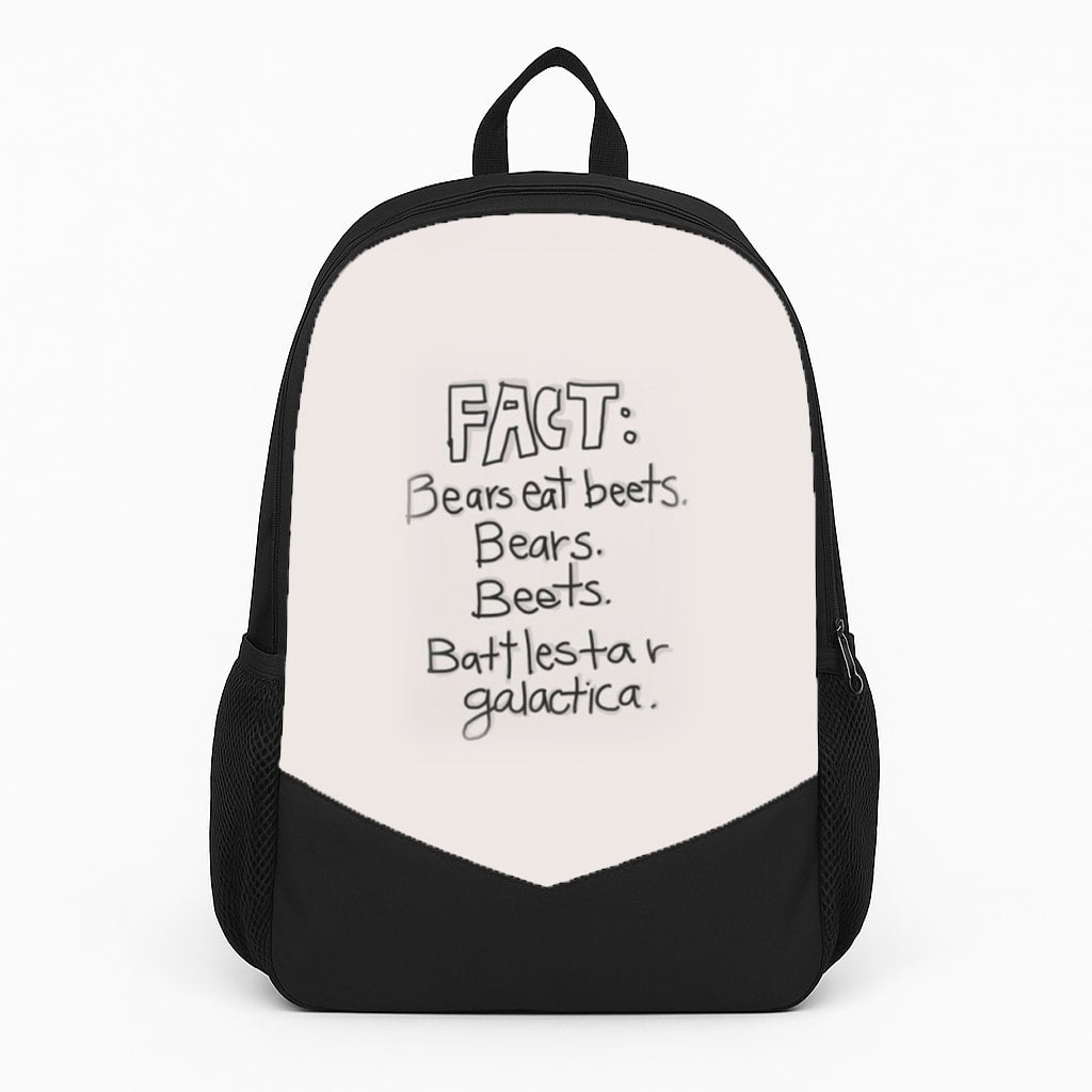 Fact - Bears Eat Beets - Bears, Beets, Battlestar Galactica Backpack