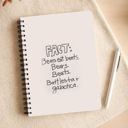 Fact - Bears Eat Beets - Bears, Beets, Battlestar Galactica Notepad